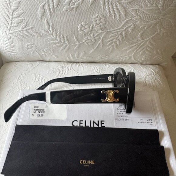 Celine Eyewear Triomphe 01 oval sunglasses - NWT! List Price $556 - Picture 3 of 4